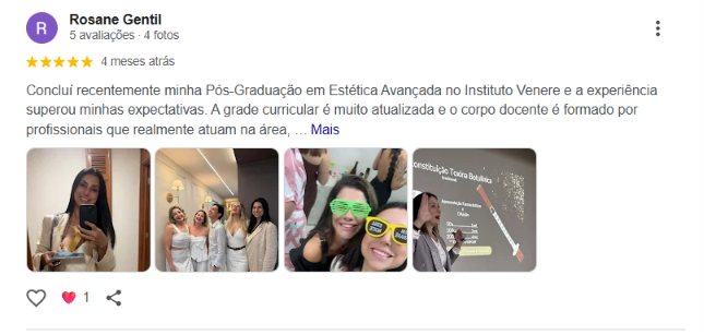 Avaliação Google · Instituto Venere
