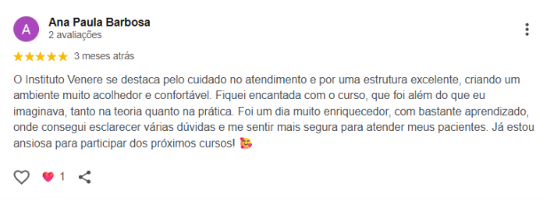 Avaliação Google · Instituto Venere