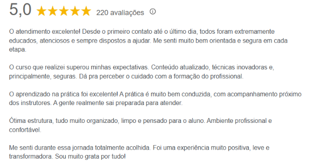Avaliação Google · Instituto Venere