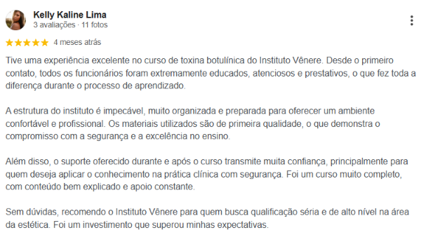 Avaliação Google · Instituto Venere