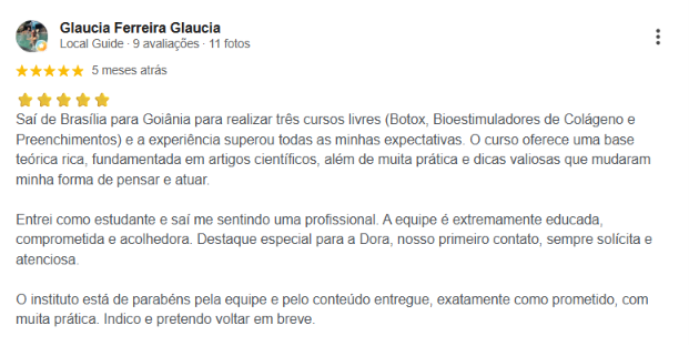 Avaliação Google · Instituto Venere